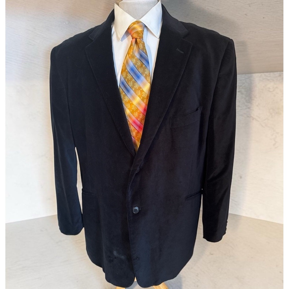 Madison Blazer Mens Sz 50R Black Cotton Velvet Sport Coat Jacket Party Wedding